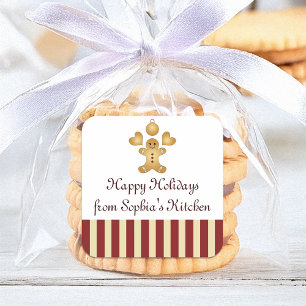 Kerst Koekje Schattige Gebruinde Brood Man Thuisge Vierkante Sticker