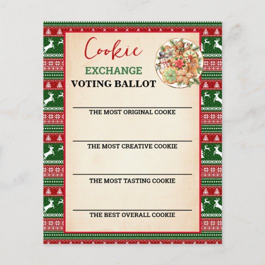 Kerst Koekje Uitwisseling Stemkaart Flyer (Voorkant)