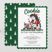 Kerst Koekje Versieren Feest Uitnodiging Retro (Voorkant / Achterkant)