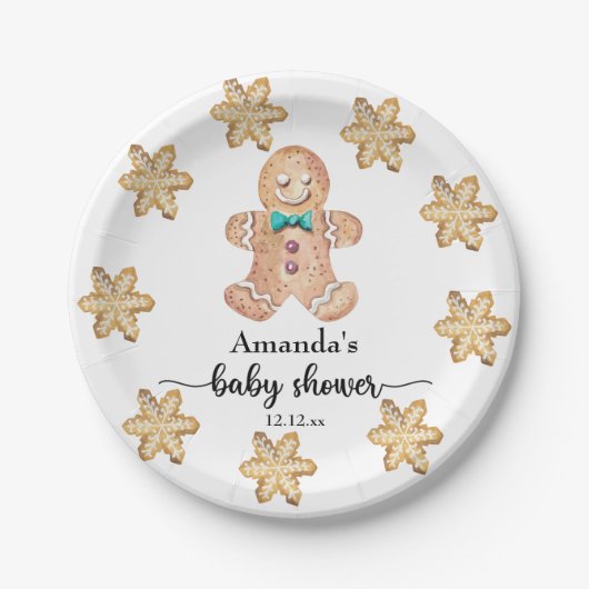 Kerst koekjes baby shower papieren bordje (Voorkant)