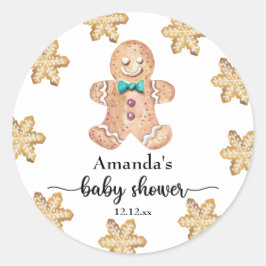 Kerst koekjes baby shower ronde sticker