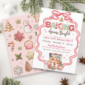 Kerst Koekjes Bakfeestje Coquette Roze Strik Kaart