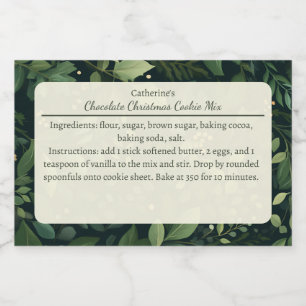 Kerst Koekjes Mix Groen Patroon Gepersonaliseerd Voedselcontainer Etiket