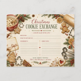 Kerst Koekjes Uitwisselen Receptkaart Vintage Advieskaart