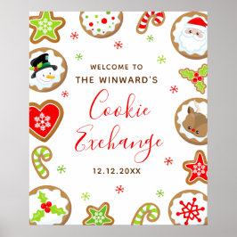 Kerst Koekjes Uitwisselen Rood Groen Welkom Bord Poster