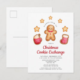 Kerst Koekjes Uitwisselen Schattige Gemberkoek Man Uitnodiging Briefkaart