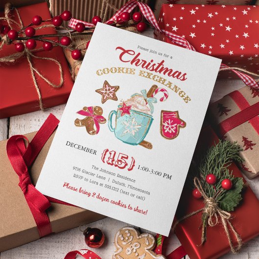 Kerst Koekjes Uitwisselen Uitnodiging