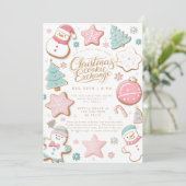 Kerst Koekjes Uitwisseling Feest Kaart (Staand voorkant)