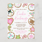 Kerst Koekjes Uitwisseling Roze en Groen Briefkaart (Voorkant)