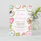Kerst Koekjes Uitwisseling Roze en Groen Kaart (Staand voorkant)