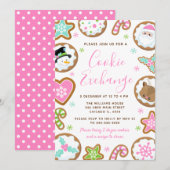 Kerst Koekjes Uitwisseling Roze en Groen Kaart (Voorkant / Achterkant)