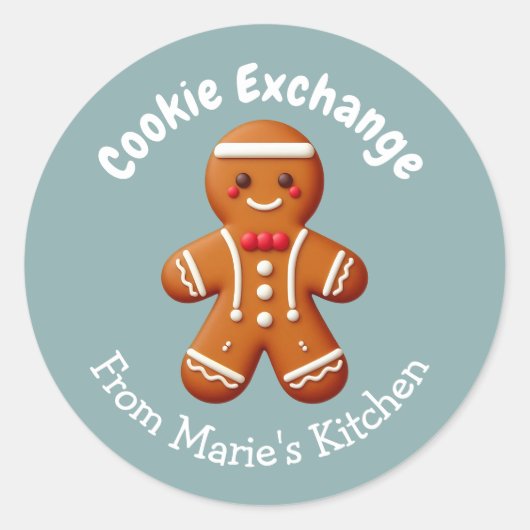 Kerst Koekjes Uitwisselingsfeestje Ronde Sticker (Voorkant)