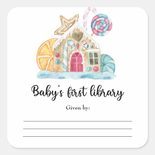 Kerst koekjeshuis - Baby's eerste bibliotheek Vierkante Sticker (Voorkant)
