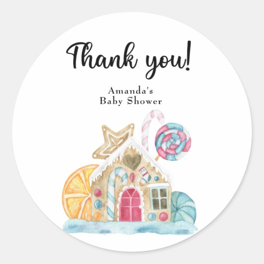 Kerst koekjeshuis - Dank u Ronde Sticker (Voorkant)