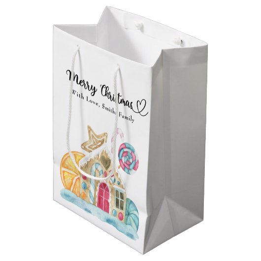 Kerst koekjeshuis - Vrolijk kerstfeest Medium Cadeauzakje (Voorkant Gekanteld)