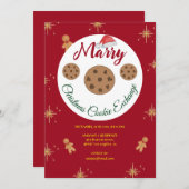 Kerst koekjesruil rode peperkoek feestelijk kaart (Voorkant / Achterkant)