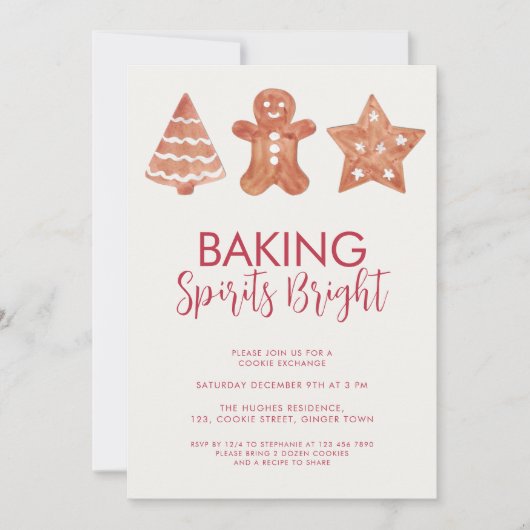 Kerst-koekjesuitwisseling in Gingerbrood Kaart (Voorkant)