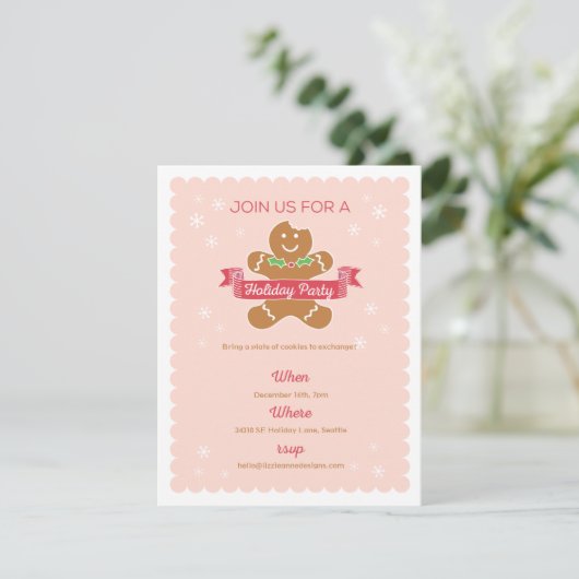 Kerst-koekjesuitwisseling in Gingerbrood Man Feestdagenkaart (Staand voorkant)