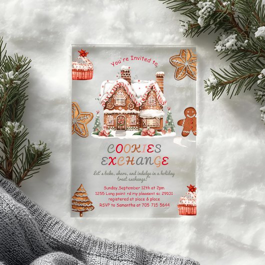 kerst-koekjesuitwisseling | Kleurrijke vakantie Acryl Uitnodigingen