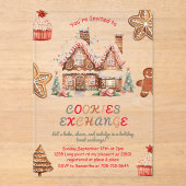 kerst-koekjesuitwisseling | Kleurrijke vakantie Acryl Uitnodigingen (Voorkant)