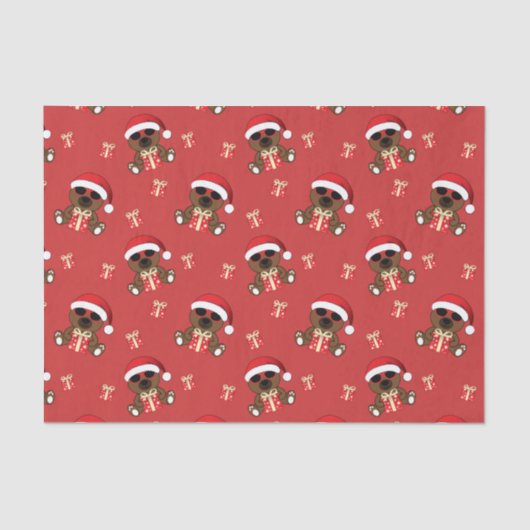 Kerst Koele Kerstman Beer zonnebril cadeau patroon Tissuepapier (Voorkant)