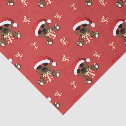 Kerst Koele Kerstman Beer zonnebril cadeau patroon Tissuepapier (Detail)