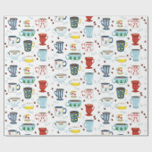 Kerst Koffie Datum Kopje van Gezellig Cadeaupapier (Vlak)