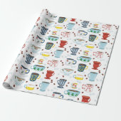 Kerst Koffie Datum Kopje van Gezellig Cadeaupapier (Uitgerold)