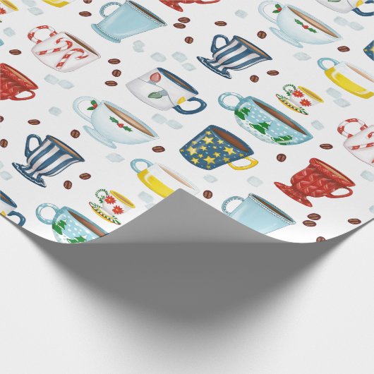 Kerst Koffie Datum Kopje van Gezellig Cadeaupapier (Hoek)