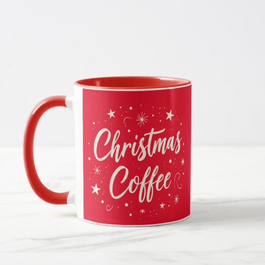 Kerst Koffie Elegant Wit Script Twee Tonen Mok (Links)