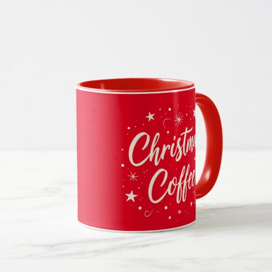Kerst Koffie Elegant Wit Script Twee Tonen Mok (Voorkant rechts)
