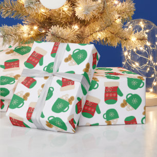 Kerst Koffie Latte & Gingerbread Feesthandschoen Cadeaupapier