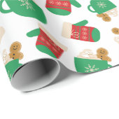 Kerst Koffie Latte & Gingerbread Feesthandschoen Cadeaupapier (Rol Hoek)
