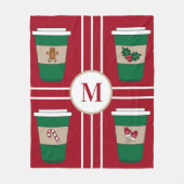 Kerst Koffie Liefhebber Monogram Rode Fleece Deken (Voorkant)
