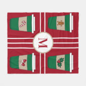 Kerst Koffie Liefhebber Monogram Rode Fleece Deken (Voorkant (Horizontaal))