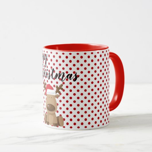 Kerst Koffie Mok Rendier Polka Dot Polkadot P (Voorkant rechts)