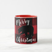 Kerst Koffie Mok Rood Plaid Zwart Beer (Midden)