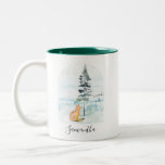 Kerst Koffie Mokken Waterverf Fox<br><div class="desc">Deze schattige kerstkoffie mok beschikt over een leuke waterverf vos genesteld in een serene winterscène, ideaal voor het toevoegen van een gezellige touch aan uw vakantie ochtenden. Pas het veld sjabloon aan met uw persoonlijke naam of bericht, waardoor het een echt uniek en attent cadeau voor hem of haar is....</div>