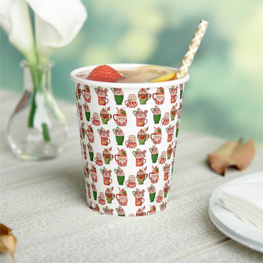 Kerst koffie patroon 8oz papier cup, deksel: Geen Papieren Bekers (Insitu)