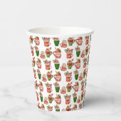Kerst koffie patroon 8oz papier cup, deksel: Geen Papieren Bekers (Links)