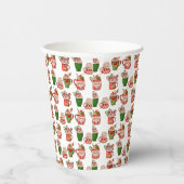 Kerst koffie patroon 8oz papier cup, deksel: Geen Papieren Bekers (Rechts)