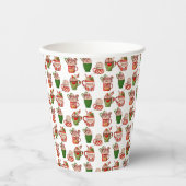 Kerst koffie patroon 8oz papier cup, deksel: Geen Papieren Bekers (Voorkant)
