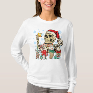 Kerst Koffie Skelet Latte Sneeuwmannen Snoep Sno T-shirt