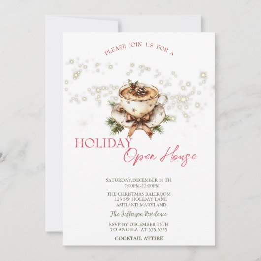 Kerst Koffie Sterren Open Huis Kaart (Voorkant)