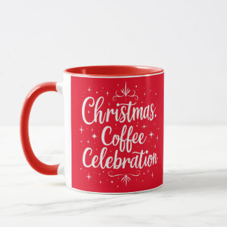 Kerst Koffie Viering Elegant Wit Script Mok