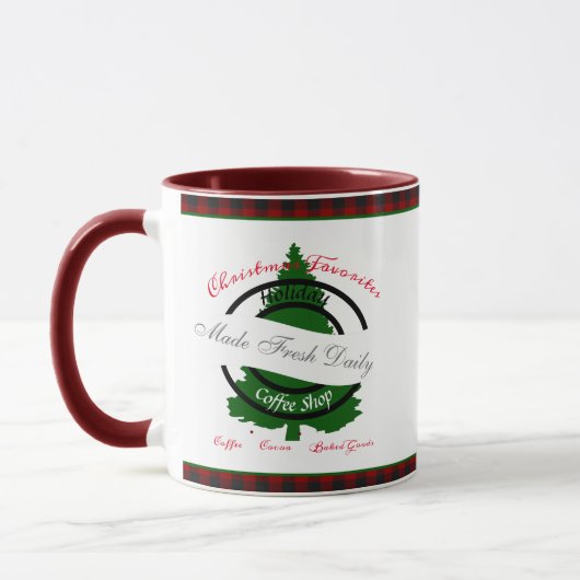 Kerst koffie winkel bord mok (Links)