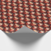 Kerst koffiebekers op donkerrood cadeaupapier (Hoek)