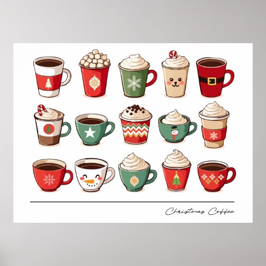Kerst Koffiebekers Poster (Voorkant)