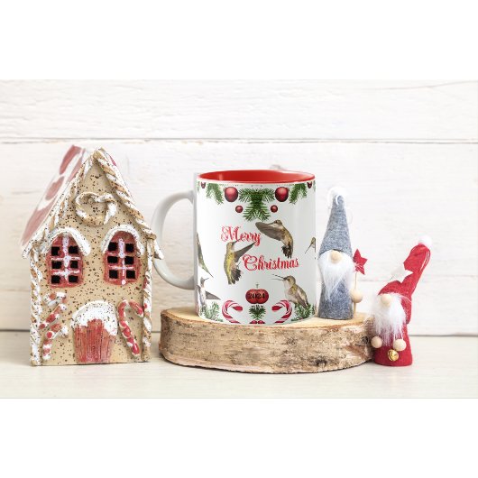 Kerst koffiekop met kolibrie mok