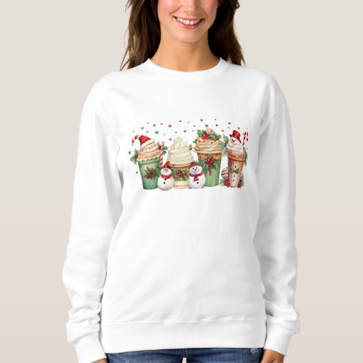 Kerst Koffiekopjes Vakantie Feestelijke Drinken Trui (Voorkant)